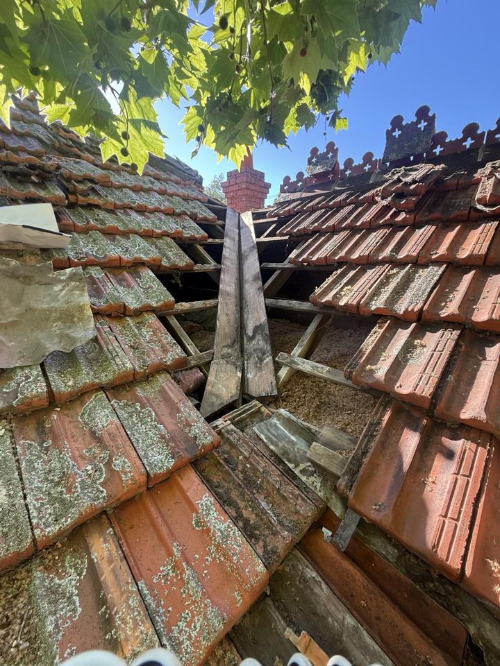 Valley stripped back to the timber battens during the repair